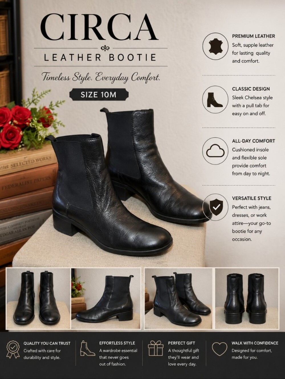 CIRCA Leather Bootie 10M